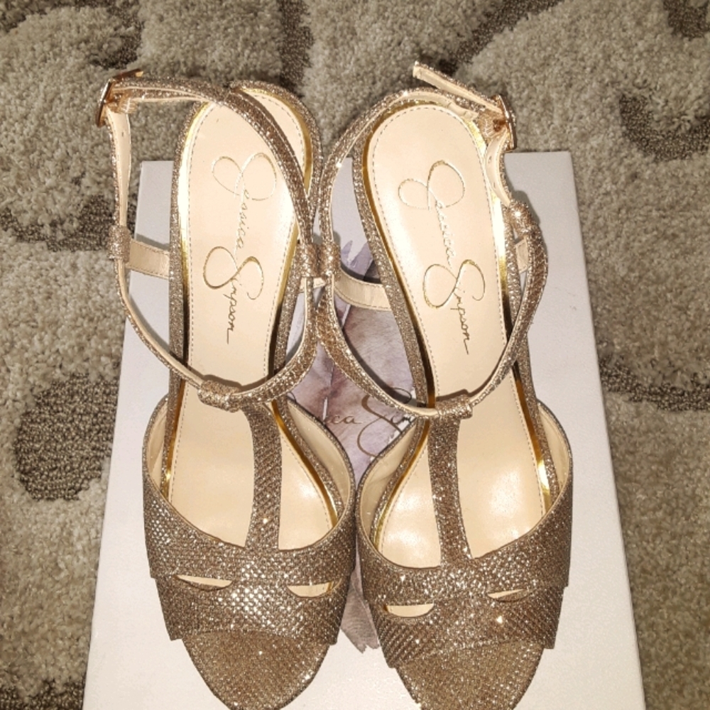 Jessica Simpson Gold Mesh Heels
